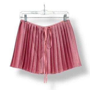 NOA Pink Pleated Satin Skirt with Ribbon Tie Women's Size Medium
